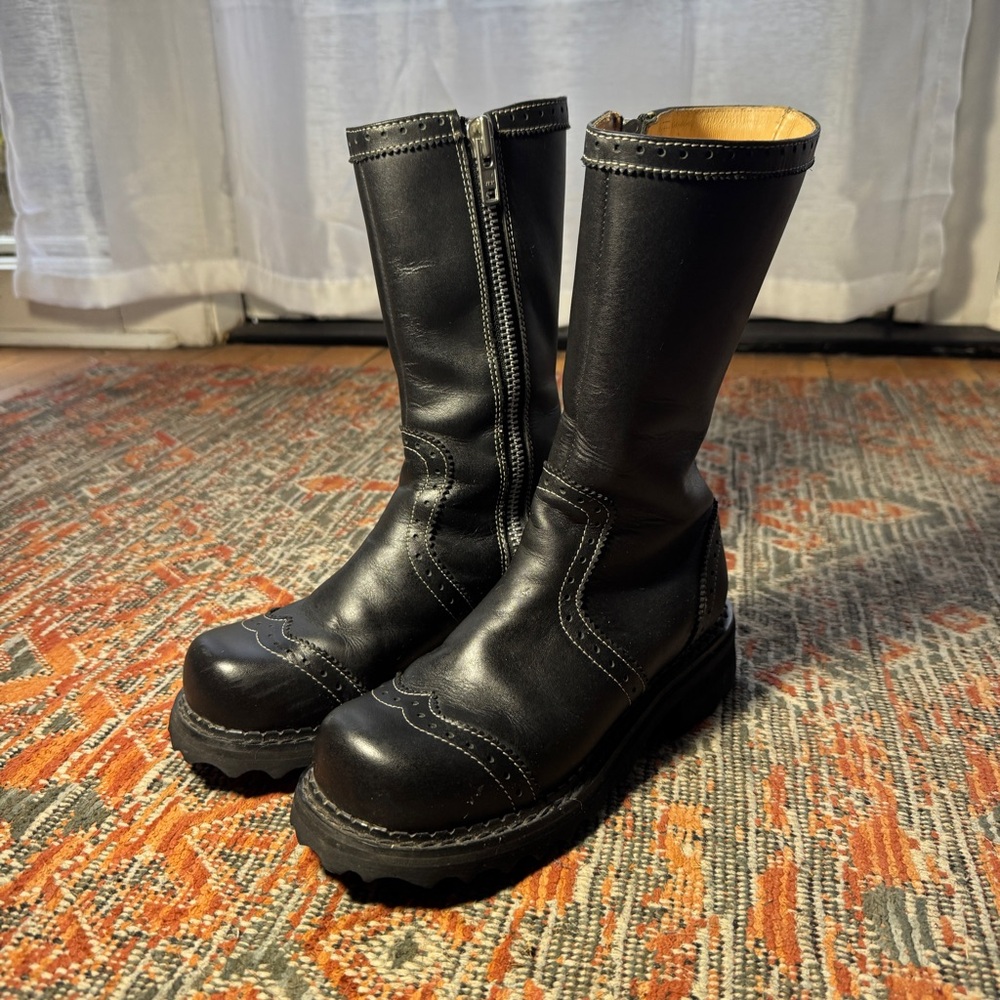John Fluevog Black Leather Boots